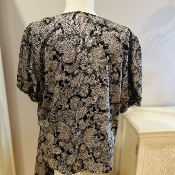 Michael Kors Womens Foil Paisley Wrap Blouse - Picture 15 of 16
